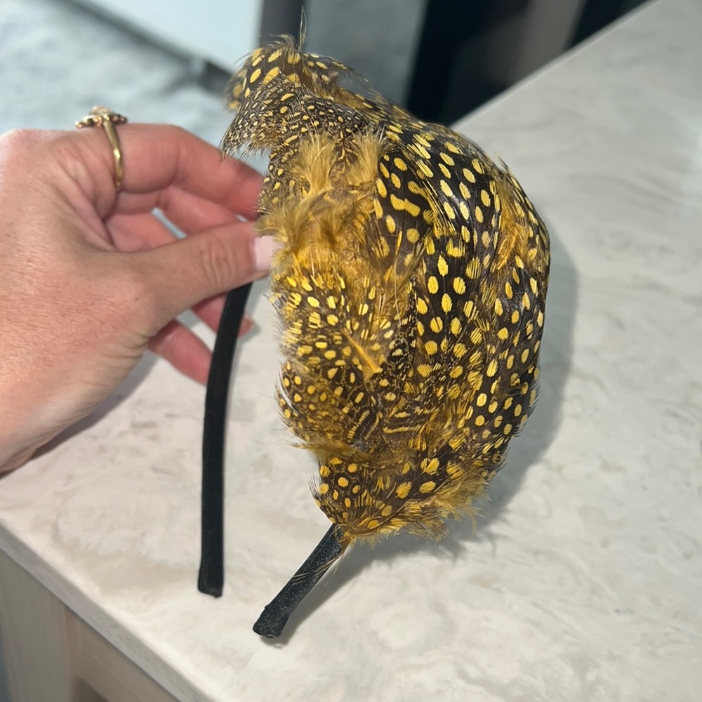 Black and yellow feather headband